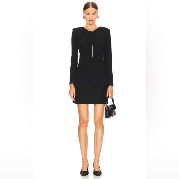 anine bing dress black Classic Style Long Sleeve Short Lace Dress